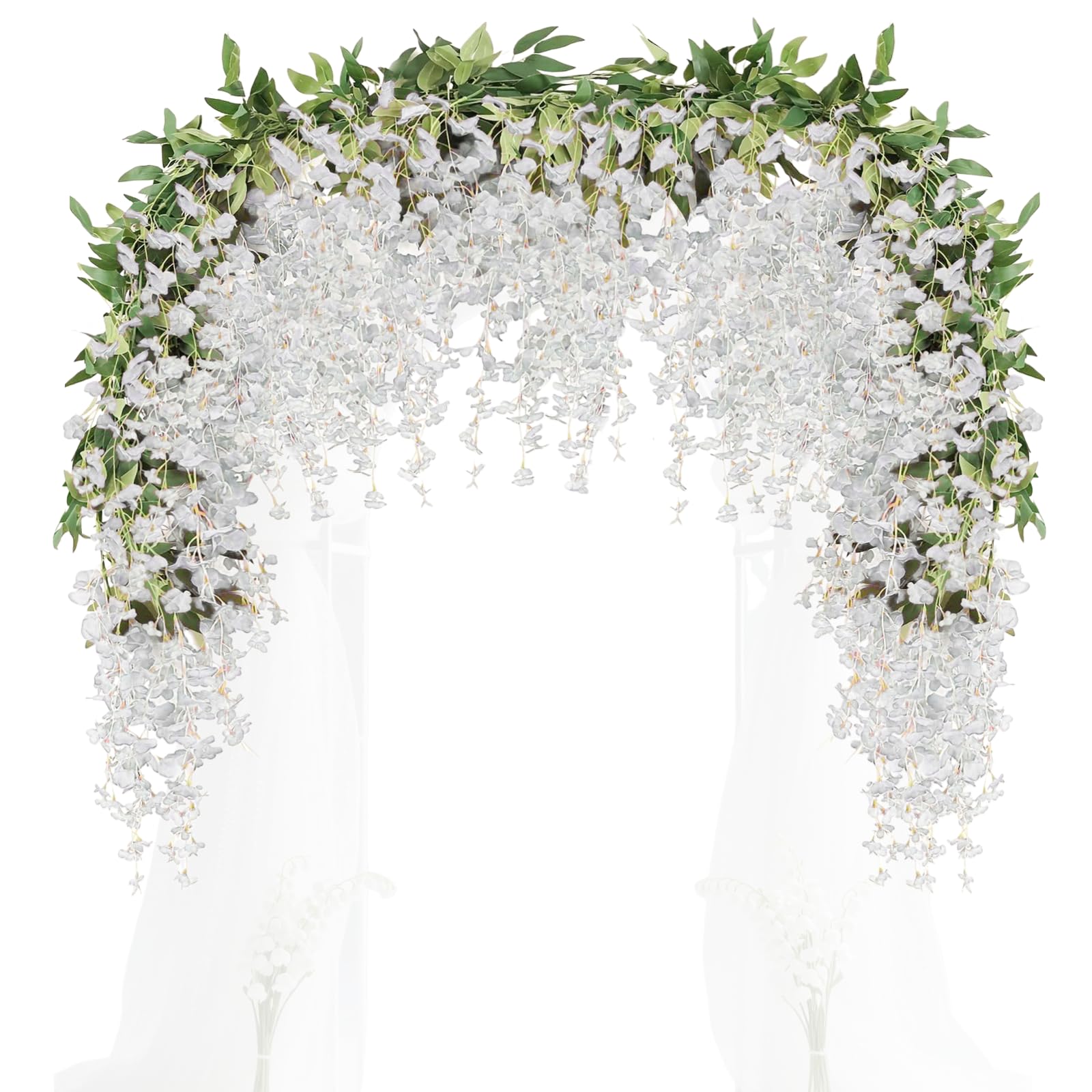 2PCS 6FT Artificial Wisteria Garland Fake Wisteria Flowers Vine for Wedding Home Garden Outdoor Indoor Wall Decorations White