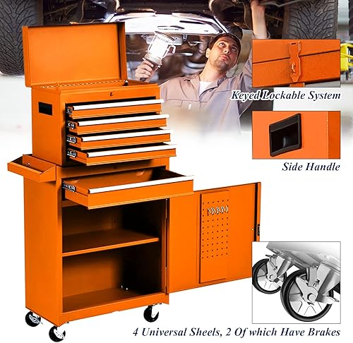 Miniatura 4 de Caja de herramientas y gabinete de almacenamiento de herramientas caja de herramientas rodante con cuatro ruedas baúl de herramientas con 5 cajones