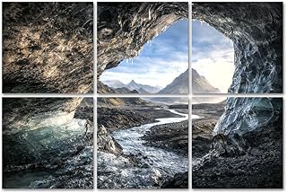 6 Pack Art Acoustic Panels Sound Absorbing Idyllic ice cave Kotlujokull Glacier Decorative Soundproof Wall Panels Self Adhesive for Home Recording Studios 72"x48"