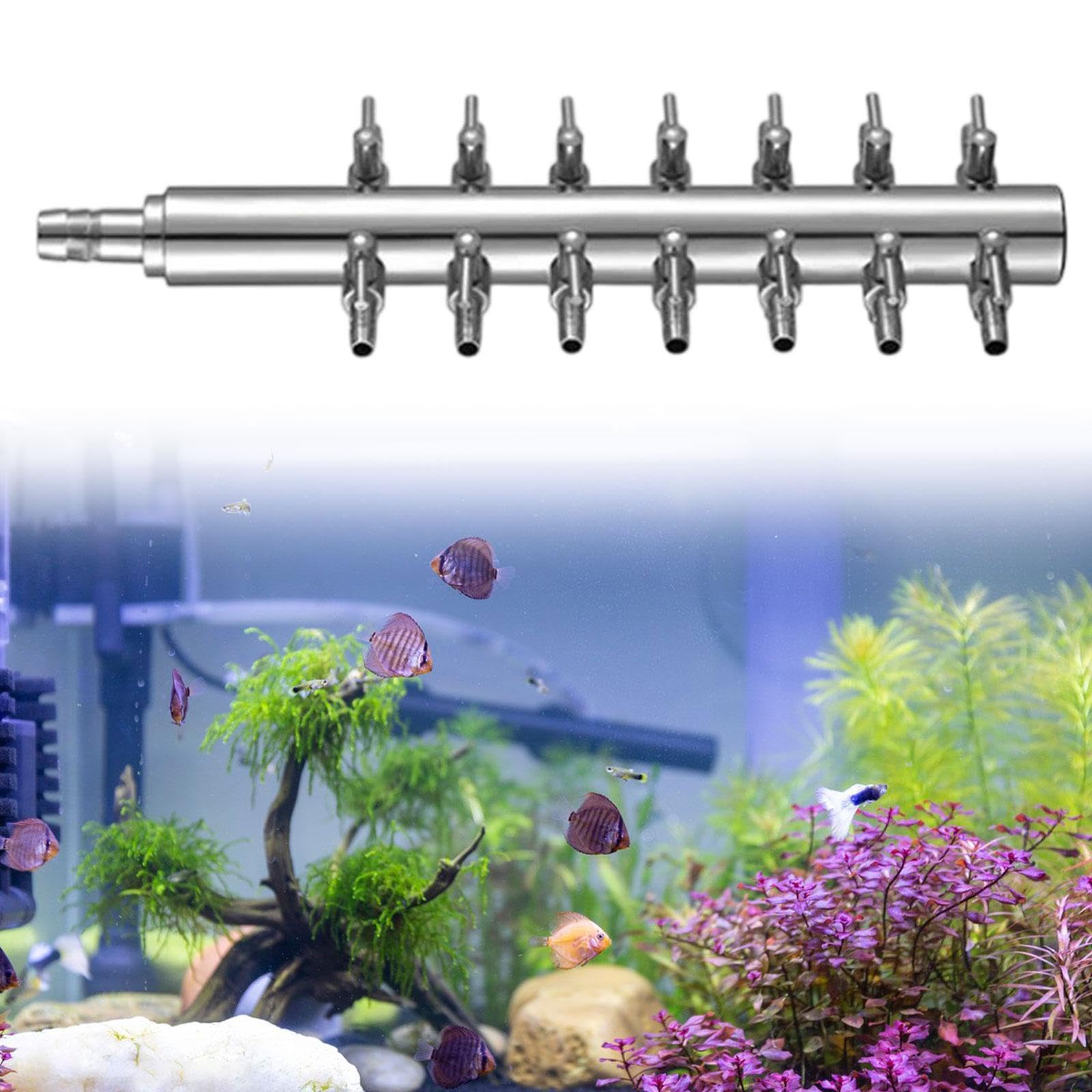 Aquarium Air Splitter Ventil Metall Luftverteiler Verbinder Schlauchanschluss Durchflussregler für Aquarien Fischtanks Aquatische Systeme 8mm/0.31inch, 14-Wege