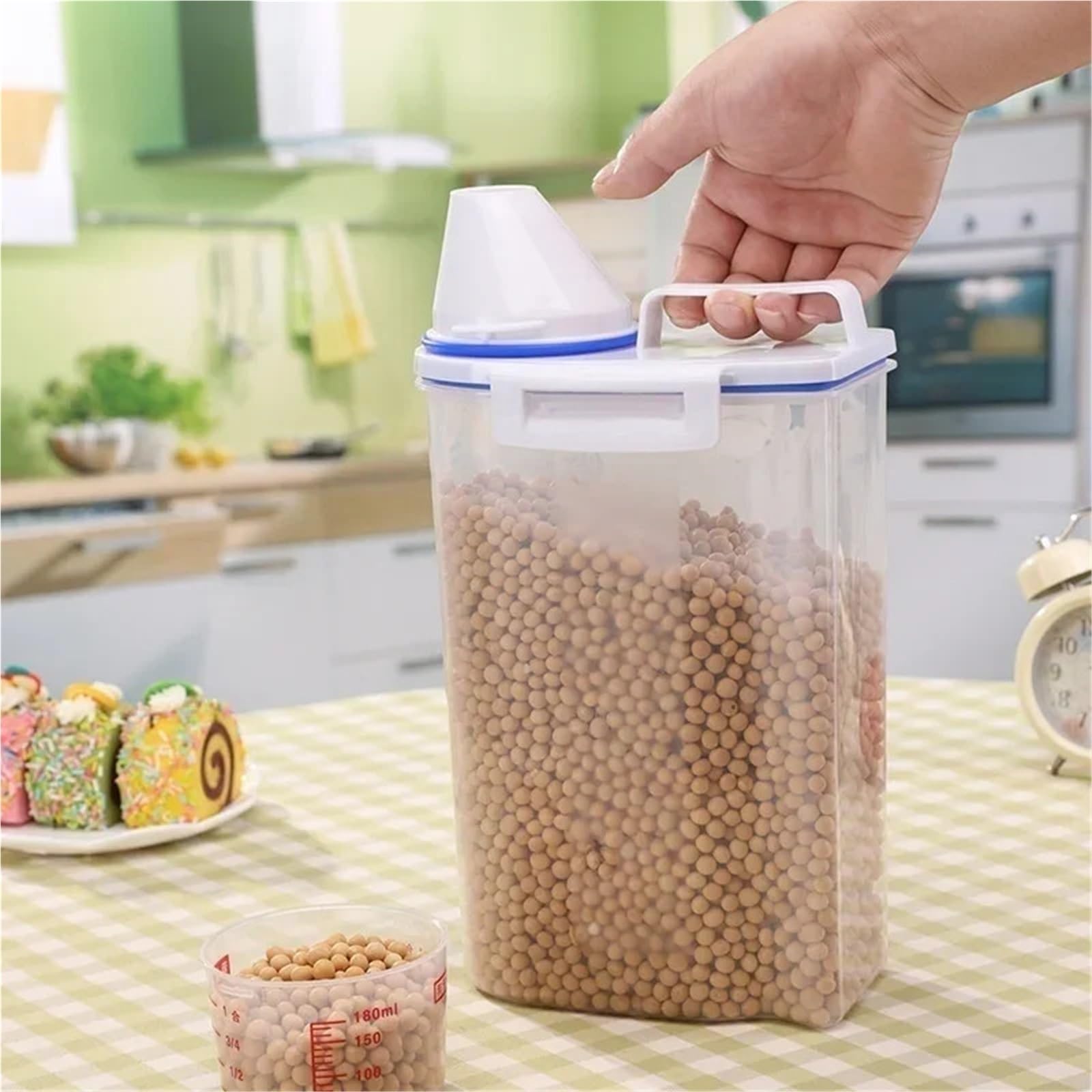 2 pezzi barattolo sigillato portatile di cereali vari scatola portaoggetti da cucina trasparente cibo secchiello for riso snack conservazione del tè Per Biscotti