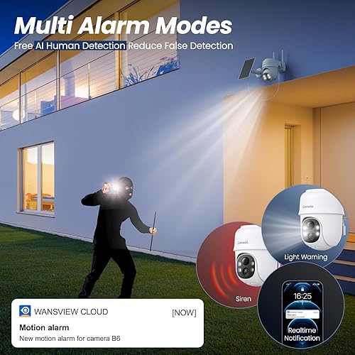 Miniatura 5 de Cámaras de seguridad inalámbricas para exteriores, cámaras 2K para seguridad en el hogar, energía solar, WiFi de 2.4 G, visión nocturna a color de