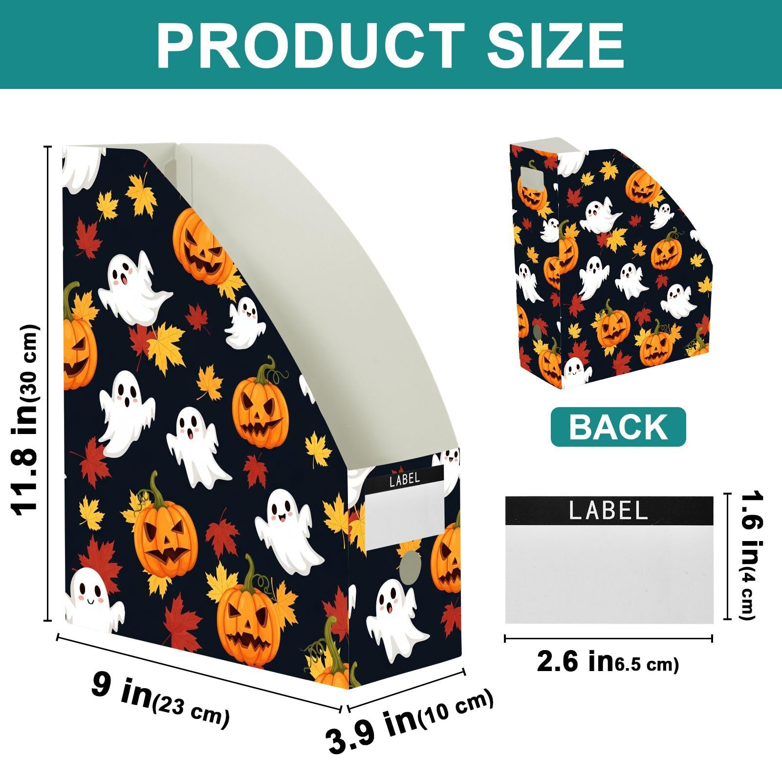 Adorable organiseur de dossiers citrouille d'Halloween noir, bureau