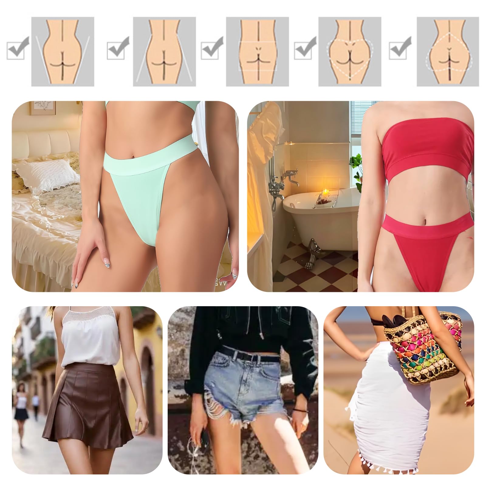 Lot de 4 strings taille haute pour femme - En coton respirant - Sans couture - Sous-vêtements en coton - Pour le sport, le quotidien, le travail, la plage