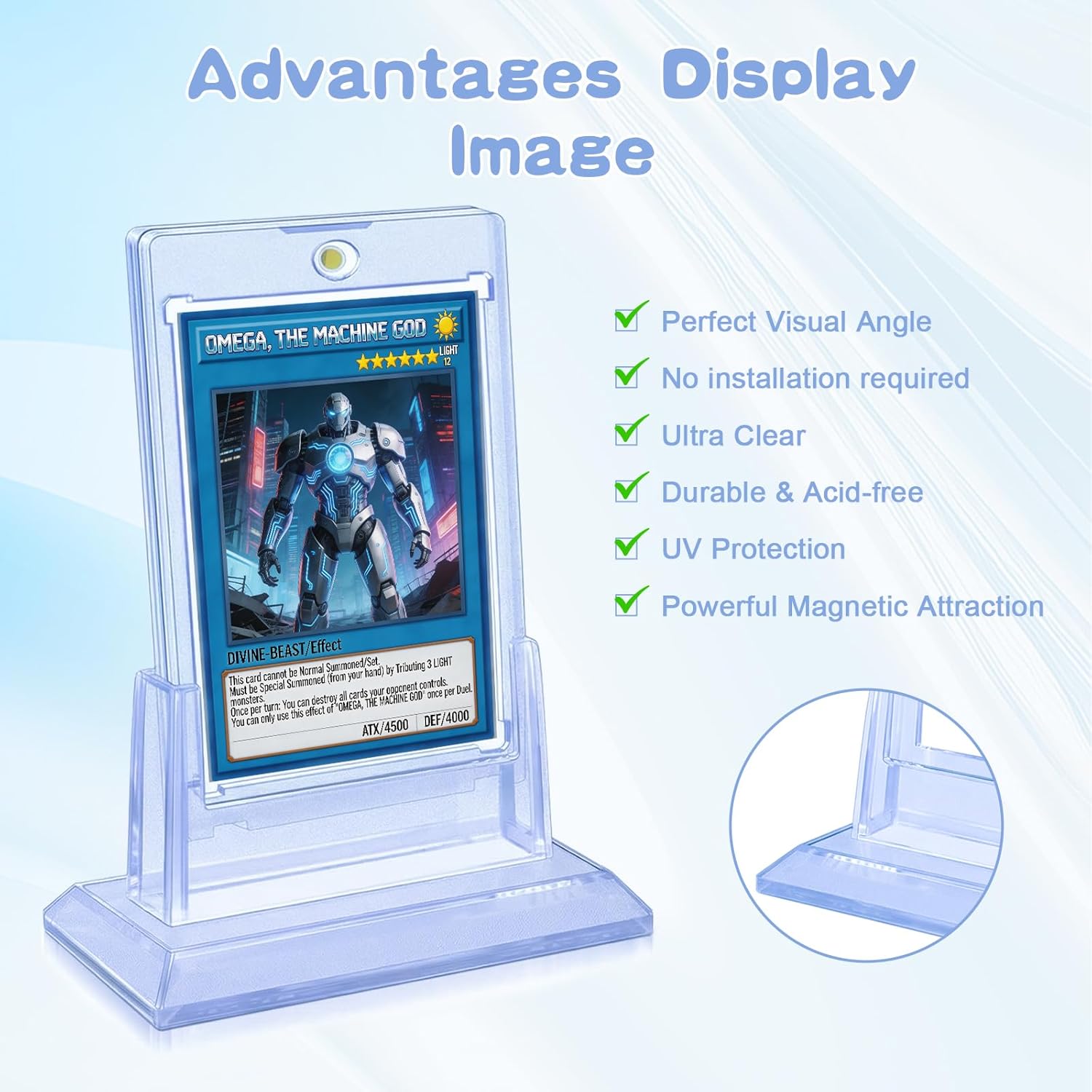 2ct Magnetic Card Holder for Trading Cards, 35pt Acrylic Card Display Holders with 2 Card Stand U-V Protection Magnetic Hard Plastic Card Protector Case for MTG, Baseball, Game, Sports Cards Display