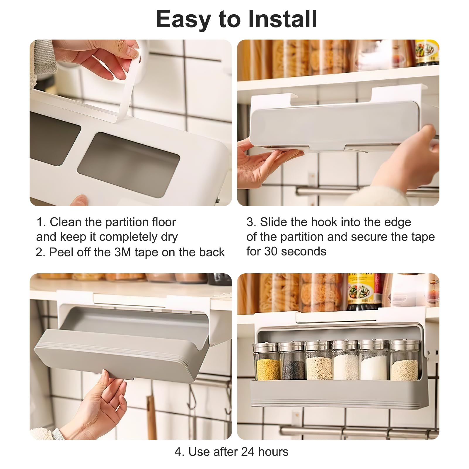 Portaspezie Con 6 Barattoli - Cassetto Estraibile, Senza Foratura, Ideale Per Cucina - Foto 2