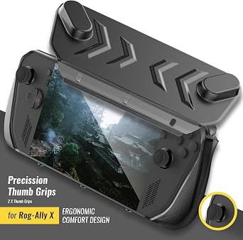 EJGAME TPU Protective Case with Front Cover Compatible with ASUS ROG Ally X, Shock-Absorption, Non-Slip and Anti-Scratch Design Cover Protector with Tempered Glass Screen Protector-Black