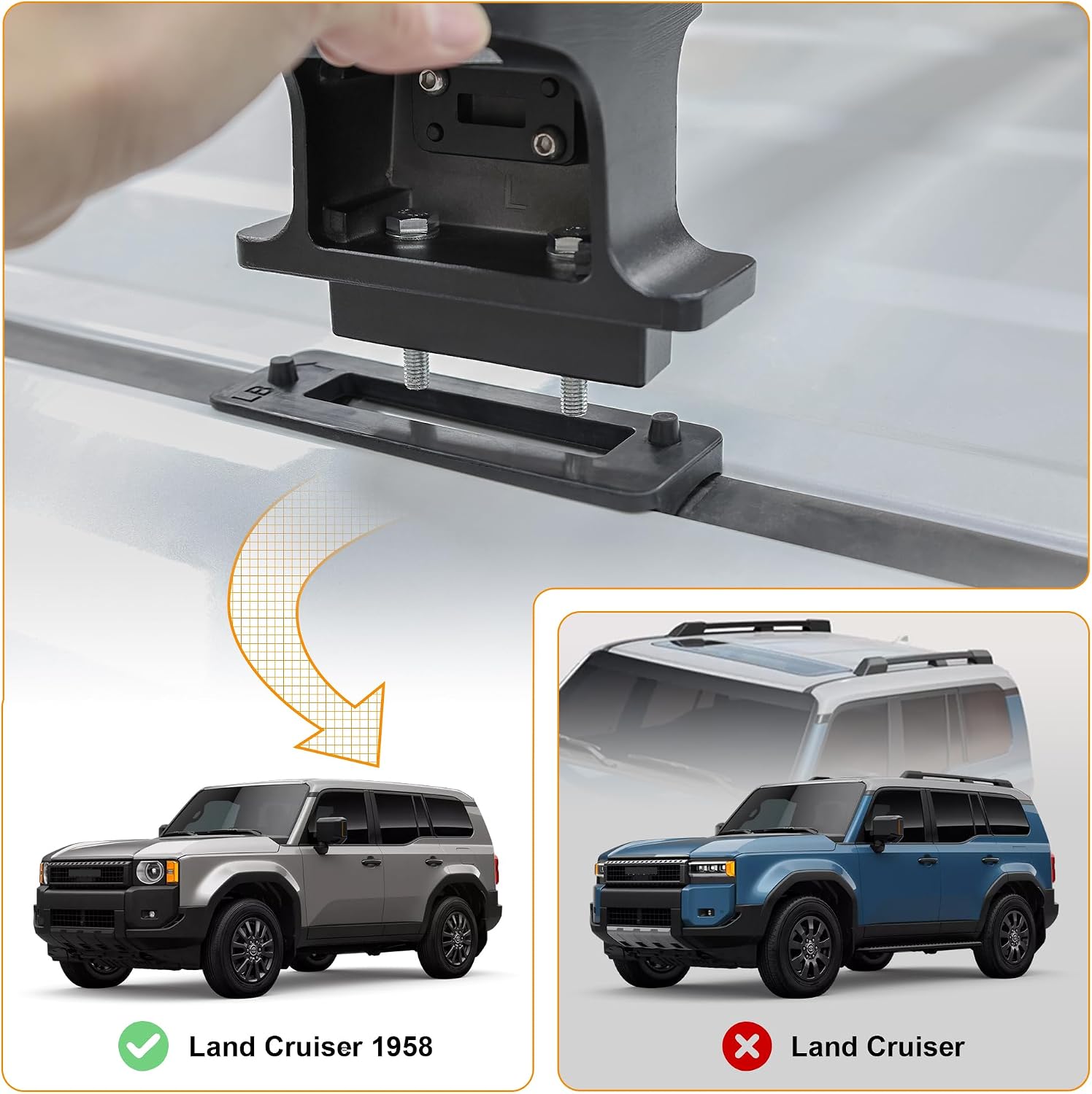 Heavy Duty Roof Rack Crossbars Replacement for Toyota Land Cruiser 1958 Version 2024-2025,Anti-Corrosion Aircraft Aluminum Black Matte with Anti-Theft Locks MAX 350lb Loading Weight