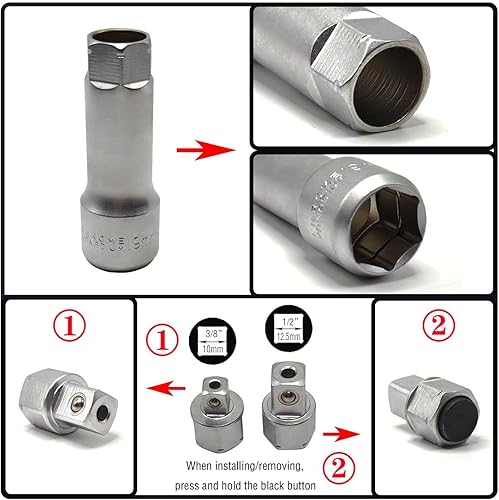 Miniatura 6 de JEUCLEL Juego de llaves de vaso de paso de 17 piezas, juego de llaves de vaso maestro de impacto de 12 38 pulgadas, adaptador de enchufe, juego de