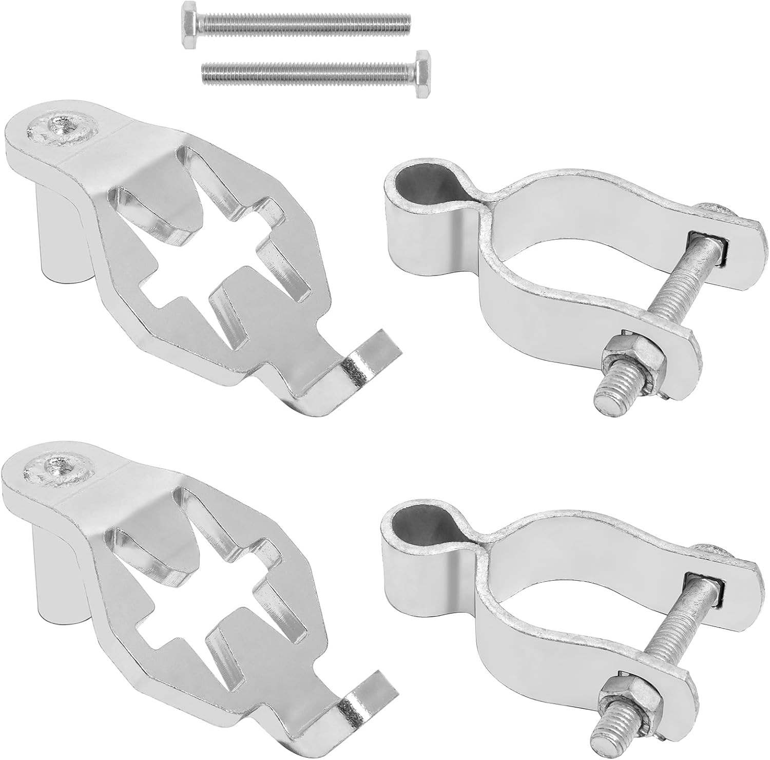 2-Pack Hinge T-Post Gate Hinge Kit with 1-5/8" U-Bolt Clamps, Nuts & Bolt Combo for Metal Posts & Chain Link Gates - Farm, Backyard or Outdoor Use (Silver)