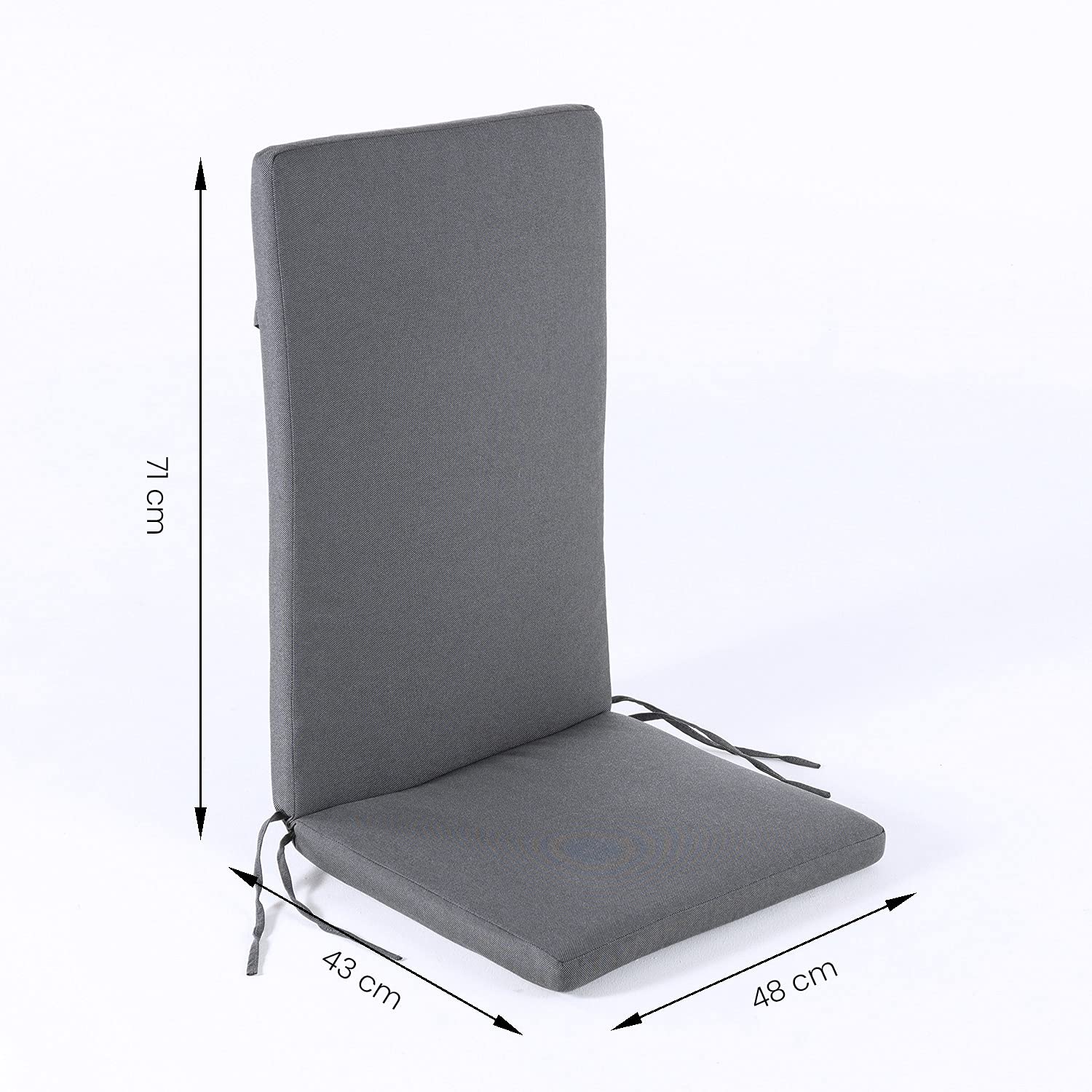 Pack 2 cojines para sillón de jardín reclinable estándar Olefin color gris, Medidas 114x48x5 cm, No pierde color, Desenfundable, Funda de cojín con relleno, Cojines sillas de terraza y comedor
