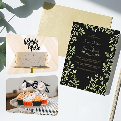 Miniatura 7 de Papel de construcción de Halloween pesado negro de 110 libras, 100 hojas de papel de cartulina negra gruesa para invitaciones, menús, álbumes