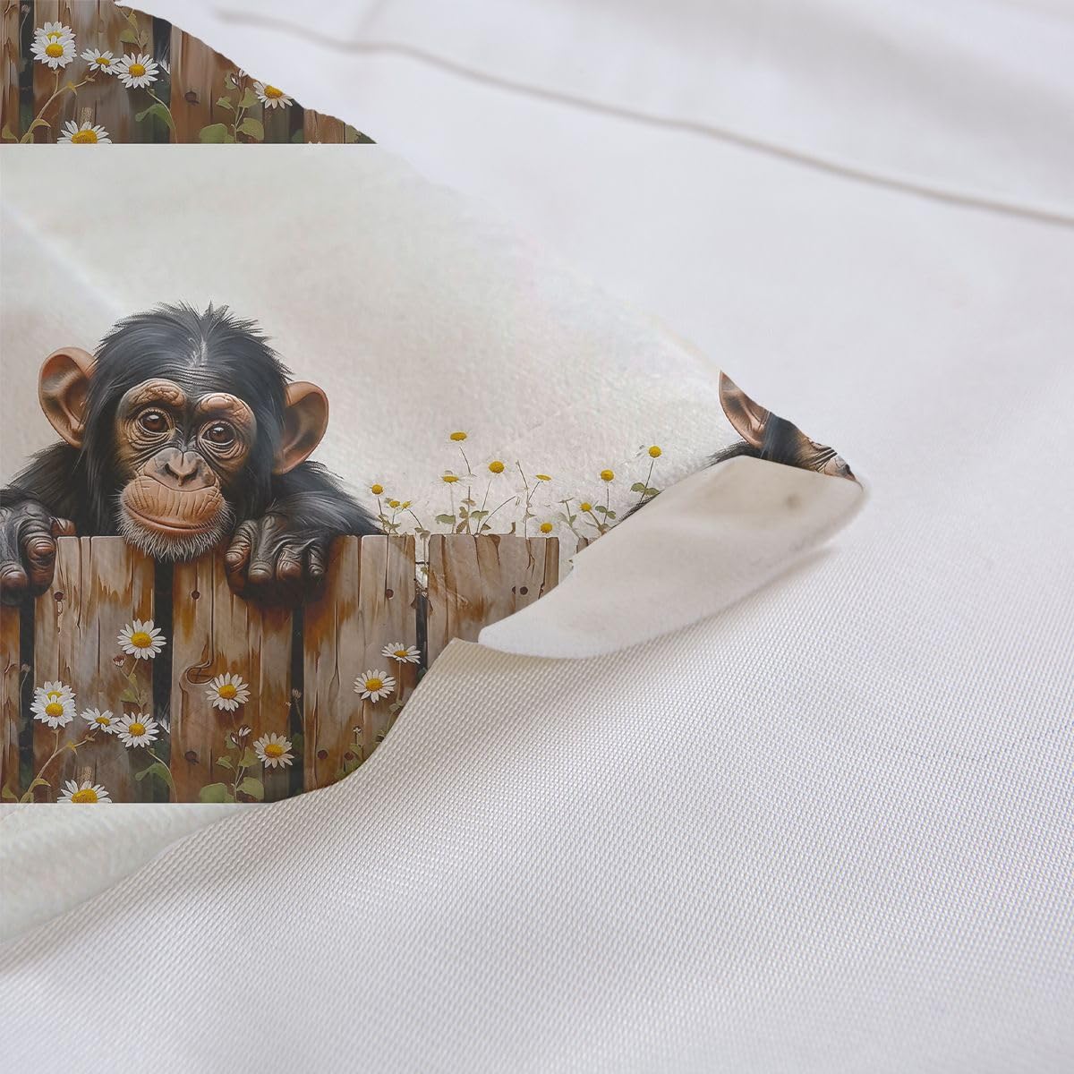 jejeloiu Cute Chimpanzee Valance Curtain 1 Panel 52"x18" Rustic Farm Valances for Kitchen Living Room Bedroom Bathroom Kawaii Animal Window Treatments