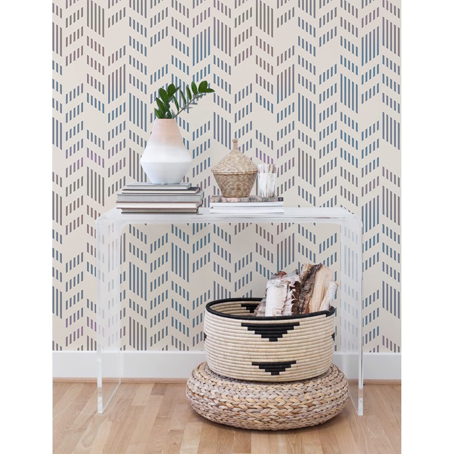 Papier peint auto-adhésif Magic-Stick 312x219cm repositionnable sans bulles motif chevrons