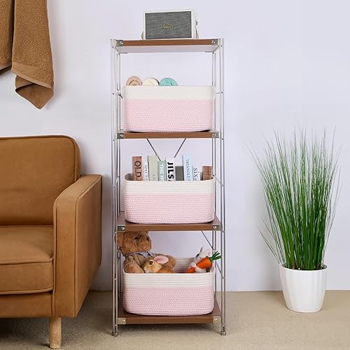 Miniatura 4 de Cestas grandes de almacenamiento para estantes, organizadores de armario, para ropa, manta, toallas, guardería, caja de cestas de juguetes, cestas