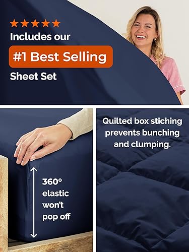 Miniatura 4 de Juego de edredón de tamaño Queen - Juego de cama de 3 piezas para todas las estaciones - 1 edredón suave acolchado con cintas en las esquinas y 2