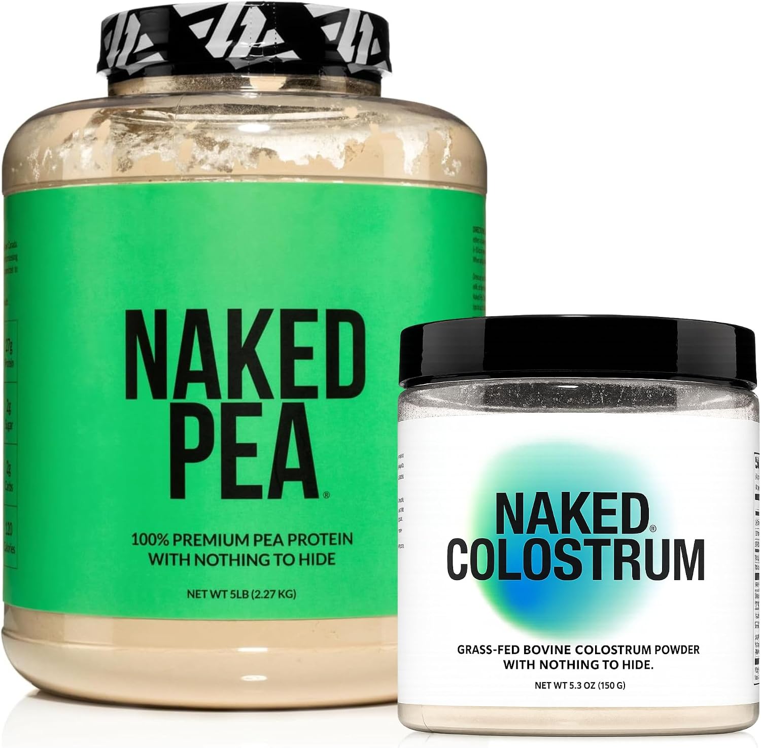 NAKED Colostrum + Pea Protein Bundle – Grass-Fed Colostrum & Vegan Plant Protein | Gut Health, Immunity, Muscle Growth & Recovery