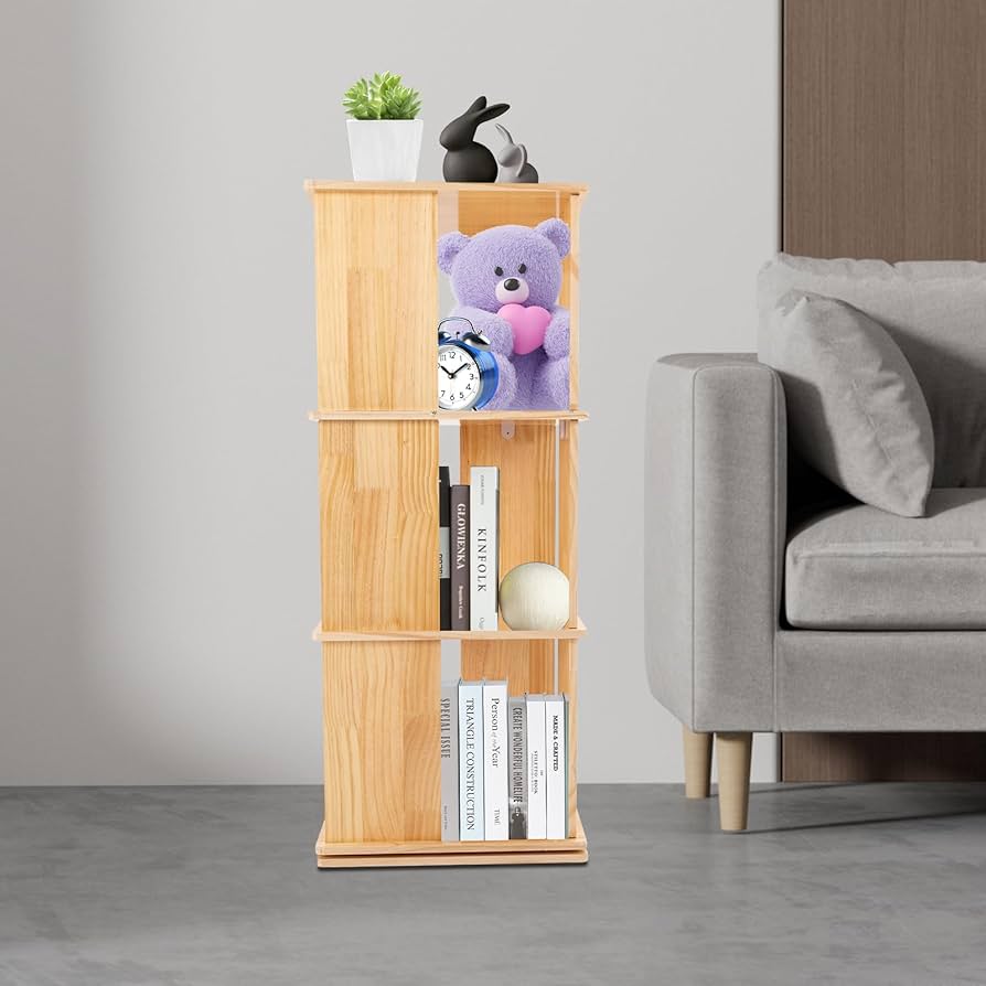 Amazon.com: 360° Rotating Book Shelf, 3 Tier Free Standing