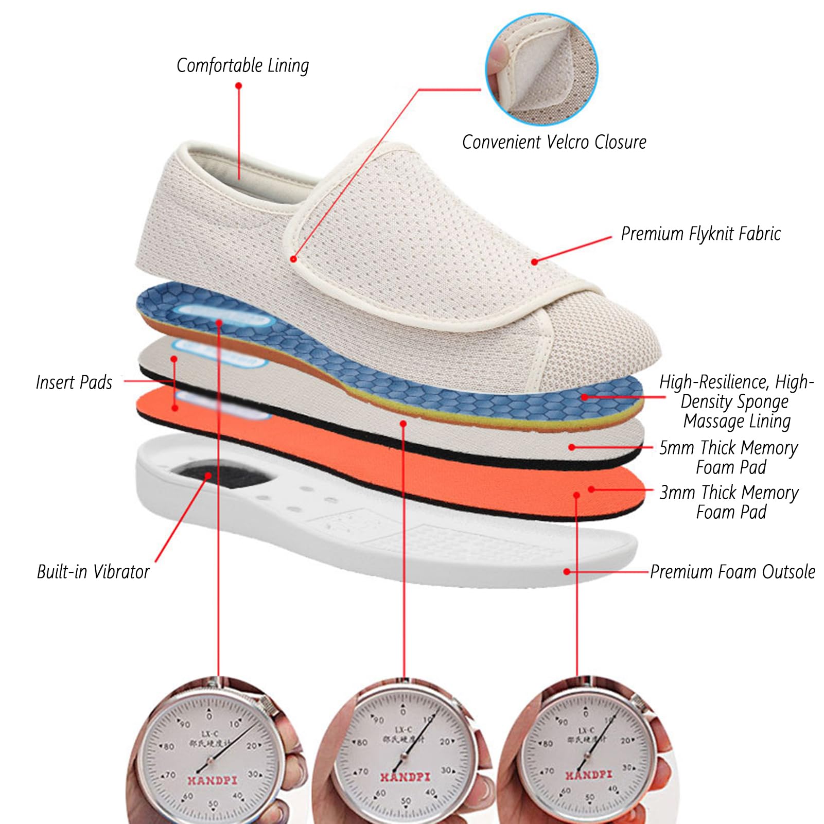 Calzature Diabetici Uomo Donna Calzatur Terapeutiche, Scarpe Alluce Valgo, Calzature Sanitarie Antiscivolo, Calzatur Riabilitative Regolabili, Scarpe Casual Anziani Piedi Gonfi