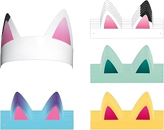 24 Pcs Cat Dollhouse Party decorations Birthday Party Favors Doll Theme Cartoon Paper Headbands for Birthday Decorations