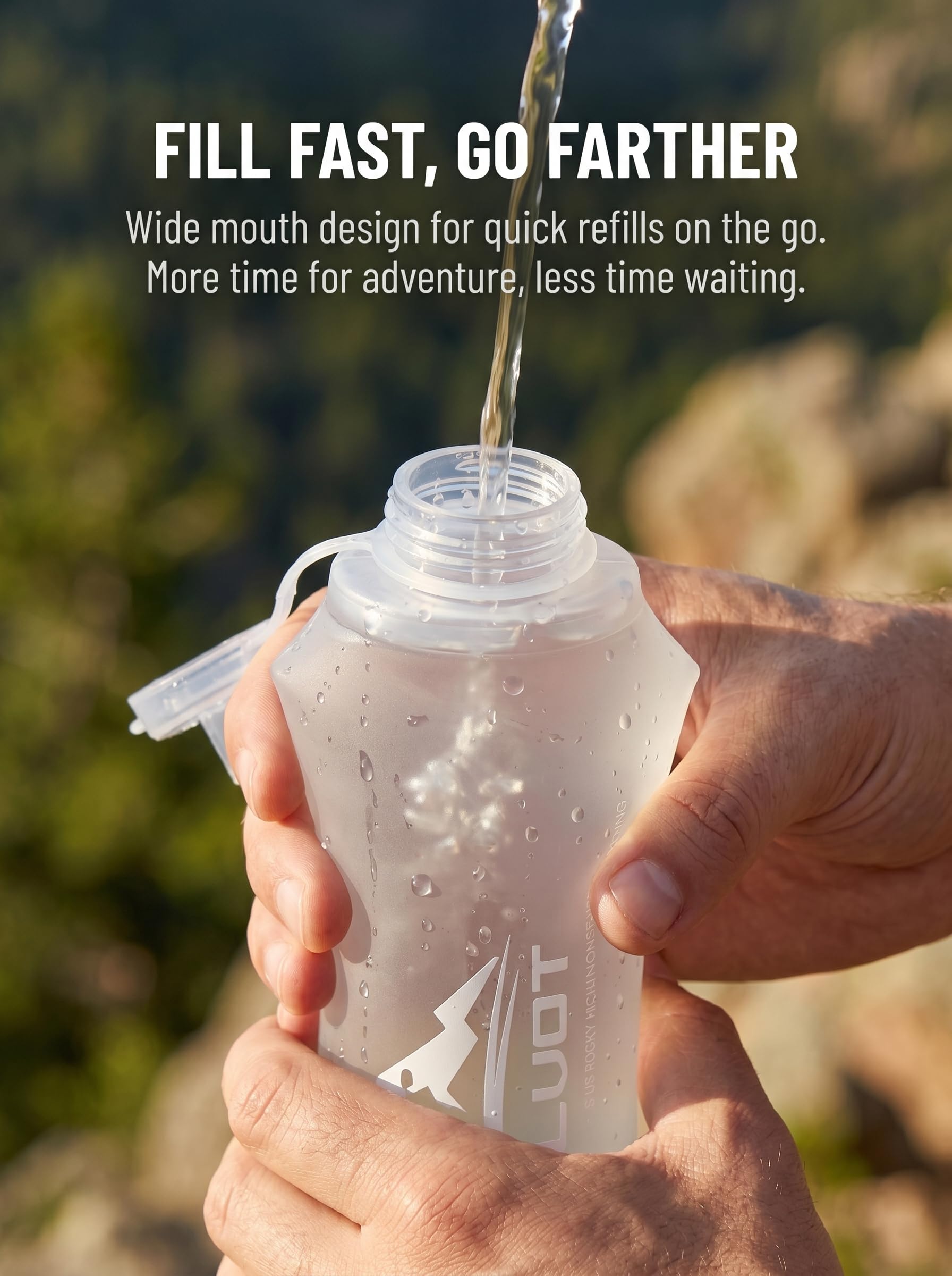 Zelvot Chaleco suave para correr, botella de agua plegable de 500 ml, sin BPA, para mochila de hidratación, botella de agua plegable para correr, senderismo, ciclismo, escalada (blanco, 500 ml)