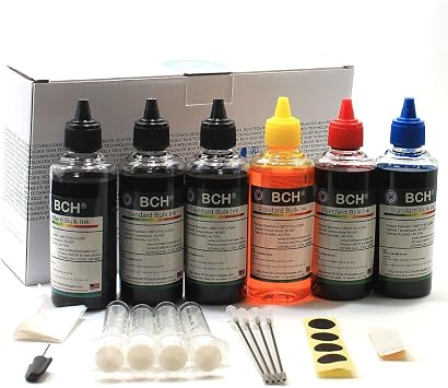 BCH Max Yield 600ml Printer Refill Ink Kit - for Inkjet Printers - Not Edible - High Page Yield, Vibrant Colors