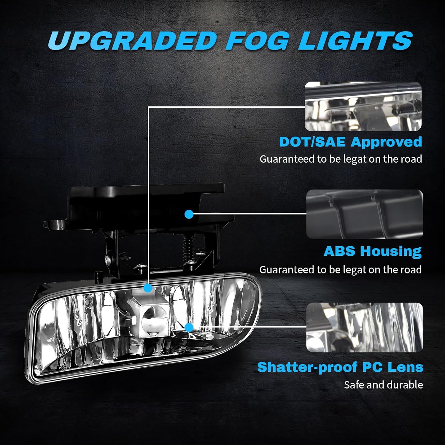 Fog Lights Fit for 1999-2002 Chevy Silverado 1500 2500/2001 2002 Silverado 3500/2000-2006 Suburban/Tahoe, OEM Fog Lamp Replacement Clear Lens w/12V 880 27W Bulbs, Halogen Bulbs - 1 Pair