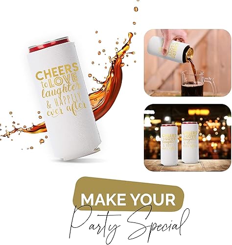 Vista 61 de Juego de 12 decoraciones para latas de boda, Cheers to Love Laughter and Happily Ever After, decoración de cena de ensayo de boda, despedidas