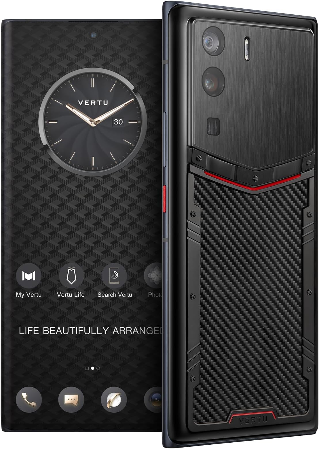 METAVERTU Web 3.0 Carbon Fiber 5G Phone, Unlocked Android Smartphone, Secure Encrypted, Double Systems, 64MP Camera, 144Hz AMOLED Curved Display, Dual SIM, Fast Charge (Glossy, 18G+1T)