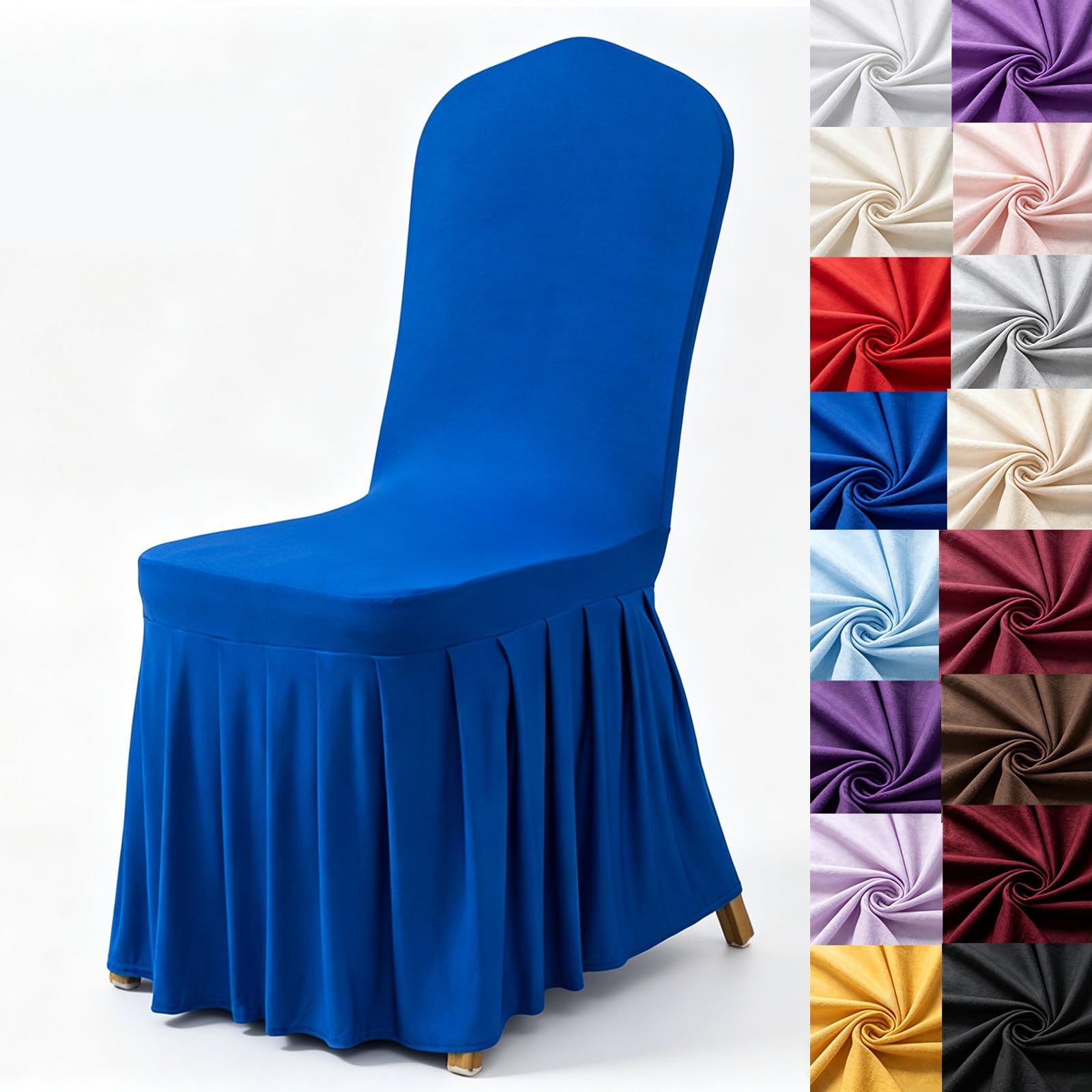 Syibelters 100pcs Chair Cover With Pleated Skirt Spandex For Hotel Banquet