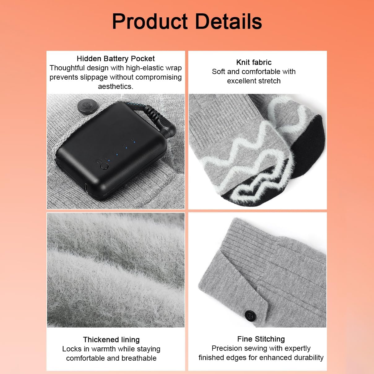 Heated Socks for Men Women, Upgraded Rechargeable Electric Heated Socks Up to 6 Hours, with 4 Heating Levels, Washable Winter Foot Warmer Socks for Outdoor Camping Skiing Hunting Hiking