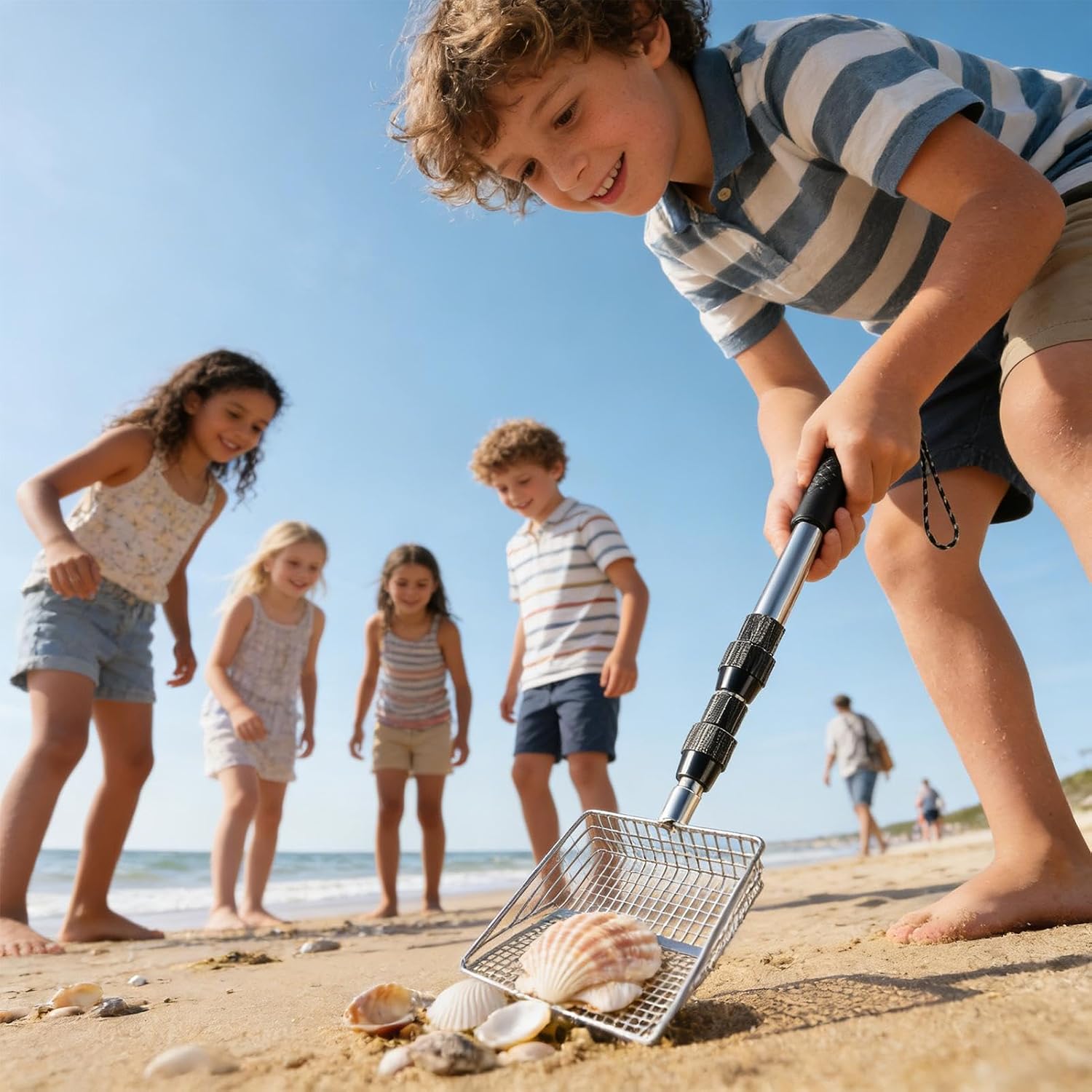 Beach Sand Sifter,Portable Adjustable Handle Shovel - Shark Tooth Sifter Shelling Scoop | for Sea Shore Coast Vacation Trip Summer Outdoor Holiday Party