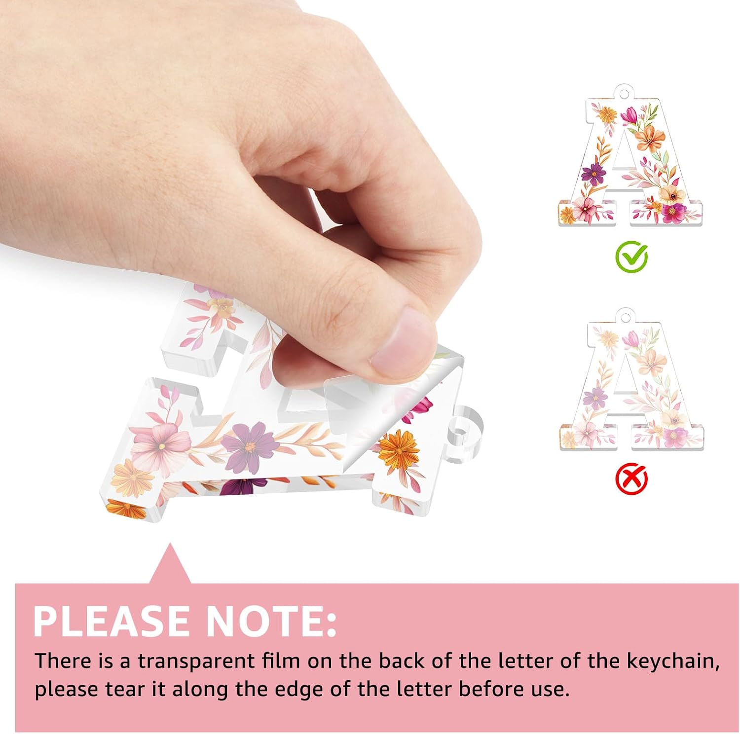Cute Initial Keychain Christian Gifts for Women Flower Letter Key Chain Cross Keychain Pink Bag Charms for Handbags image 3
