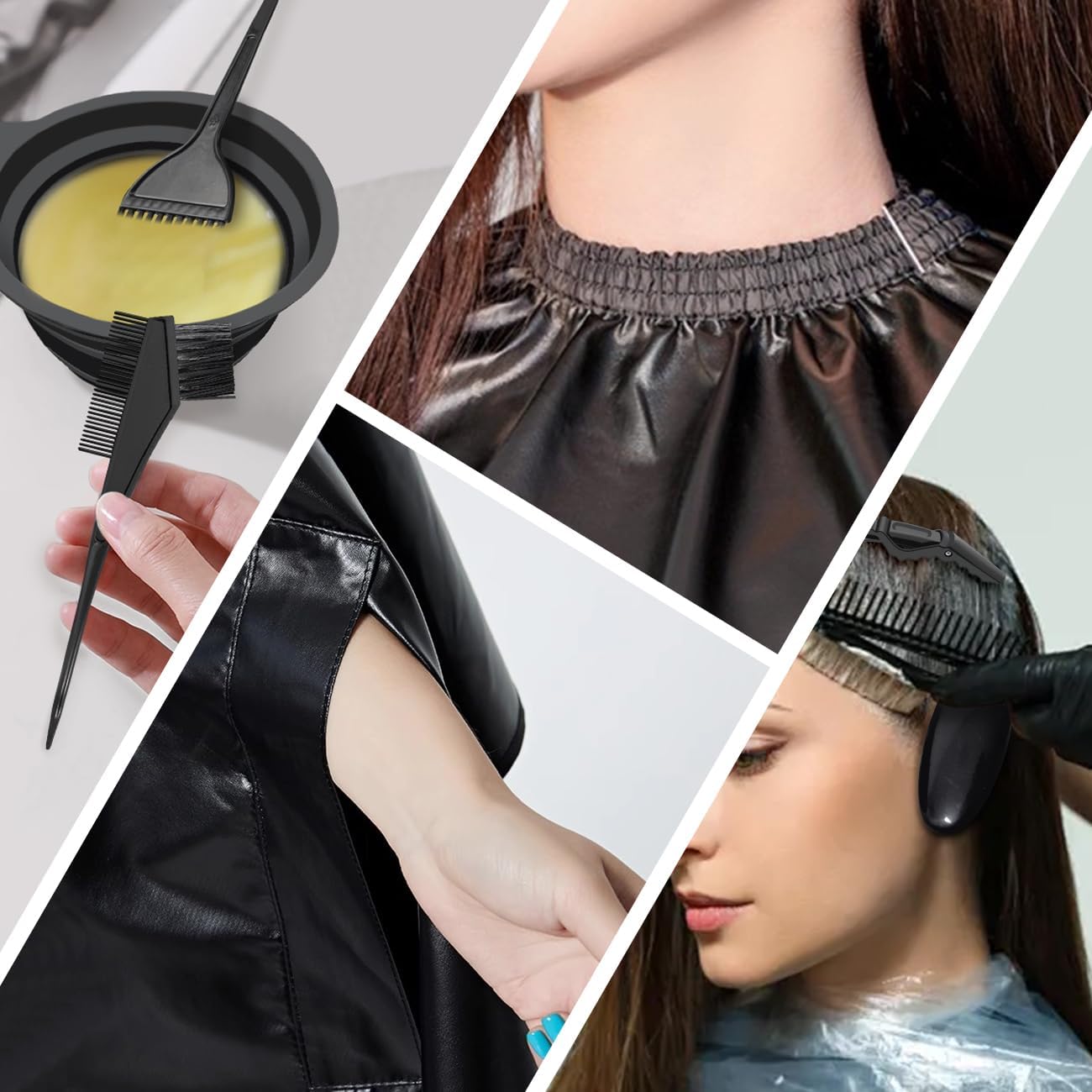 Hair Dye Cape and Dye Tool Set Hairdressing Clothes Cover Dyeing Kit with Bowl Combs Earmuffs and Clips Barber Coloring Cape