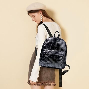 JINMANXUE Backpack Purse for Women, Lightweight Woven Rucksack, Small Daypack, Backpacks for Travel Work Shopping