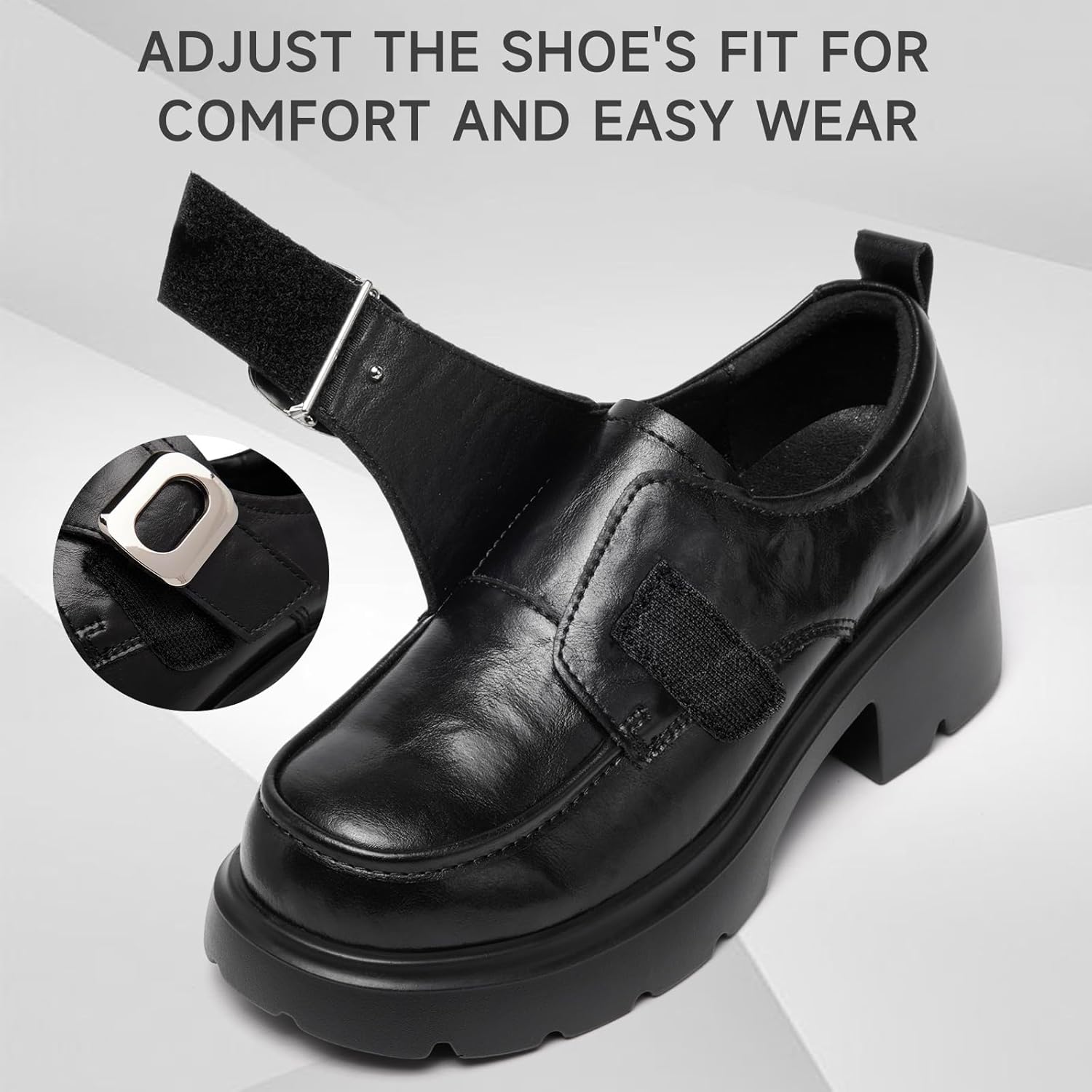 OTNDK Loafers for Women Platform Chunky Loafers Hook and Loop Casual Dressy Shoes - Image 3