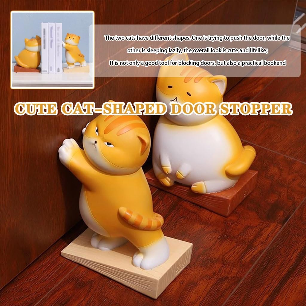 Kreativer Türstopper Aus Kunstharz In Katzenform, 3D-Multifunktionaler Schreibtisch-Buchstopper, Türstopper Ohne Lochen Für Die Wohnung, (A+B)