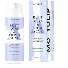 Butt & Thigh Acne Cream Fast Acting Exfoliating Body Lotion for Zits, Razor Bumps & Dark Spots Smoothing for Rough & Bumpy Skin with AHA, Tea Tree Oil & Salicylic Acid 3.4o.z/100ml