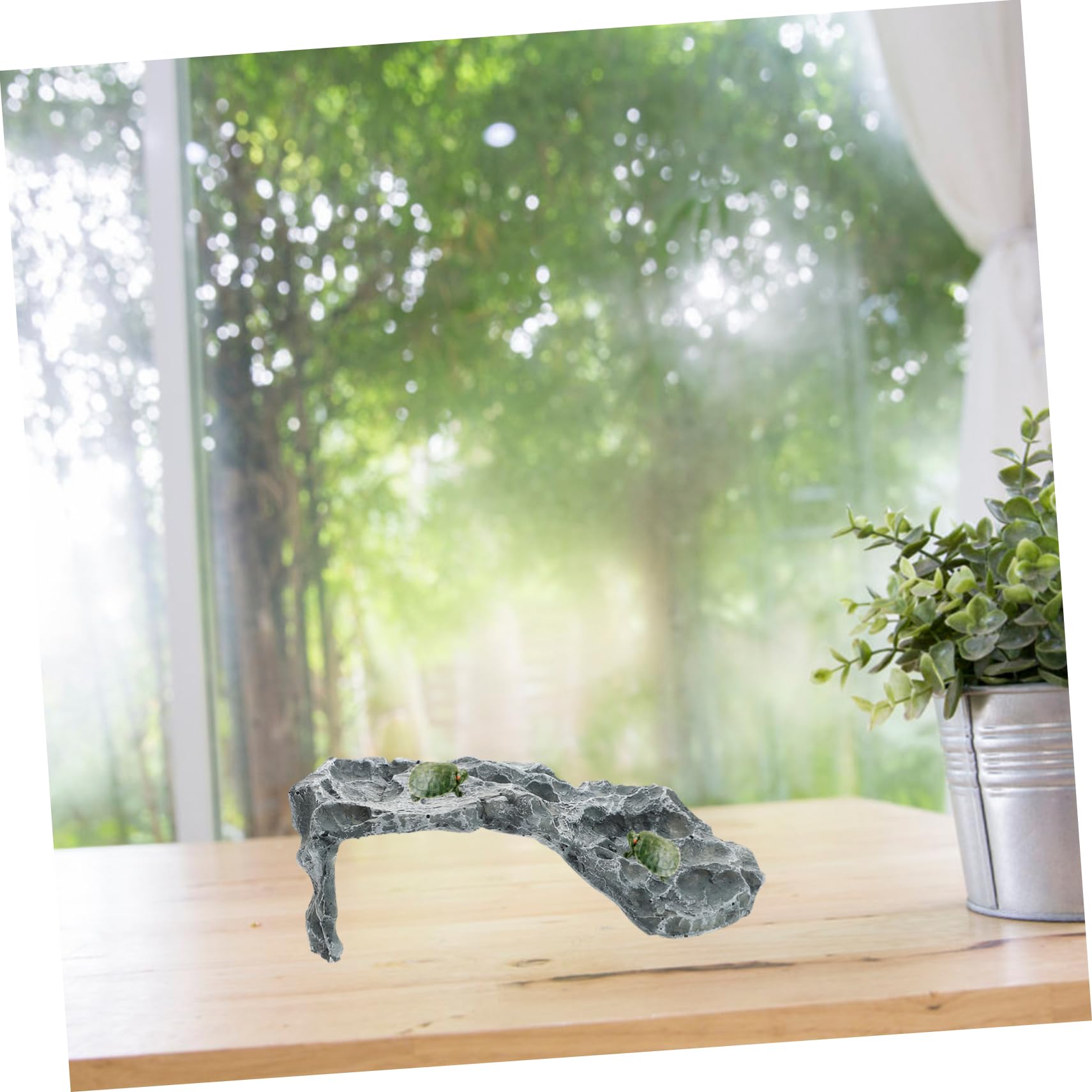 Happyyami Hábitat Reptiles Decoración Acuario Escondite Plataforma Tortuga Resina Durable