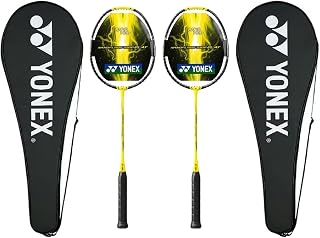 YONEX NANOFLARE 1000 Play Badminton Racquet|4U 5G|Lightning Yellow|Smash Speed|Medium Stiff|AERO Frame|Explosive Sonic Flare System|Head Light| Set of 2 Racquets