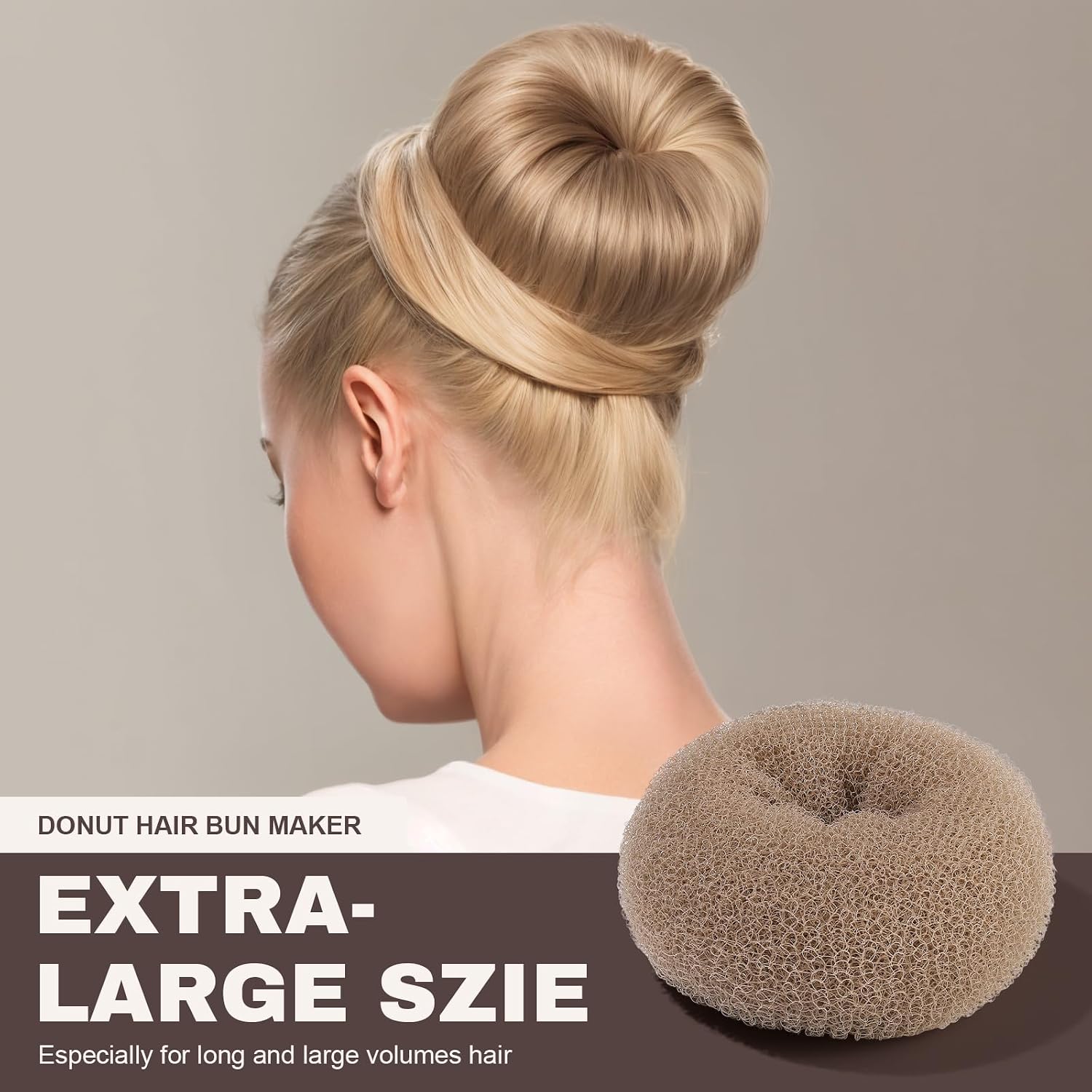 Teenitor Hair Bun Shaper Set, 4pcs Hair Donut Bun Maker(Extra-large, Large, Medium, Small) with 20pcs Bobby Pins, Tan Brown image 2