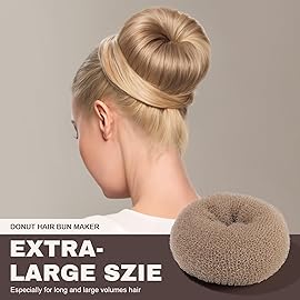 Teenitor Hair Bun Shaper Set, 4pcs Hair Donut Bun Maker(Extra-large, Large, Medium, Small) with 20pcs Large Bobby Pins, Tan Brown