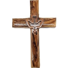Zuluf 4.7" Olive Wood Dove Cross Wall Hanging Holy Spirit Christian Religious Gift Holy Land Decor CRS021