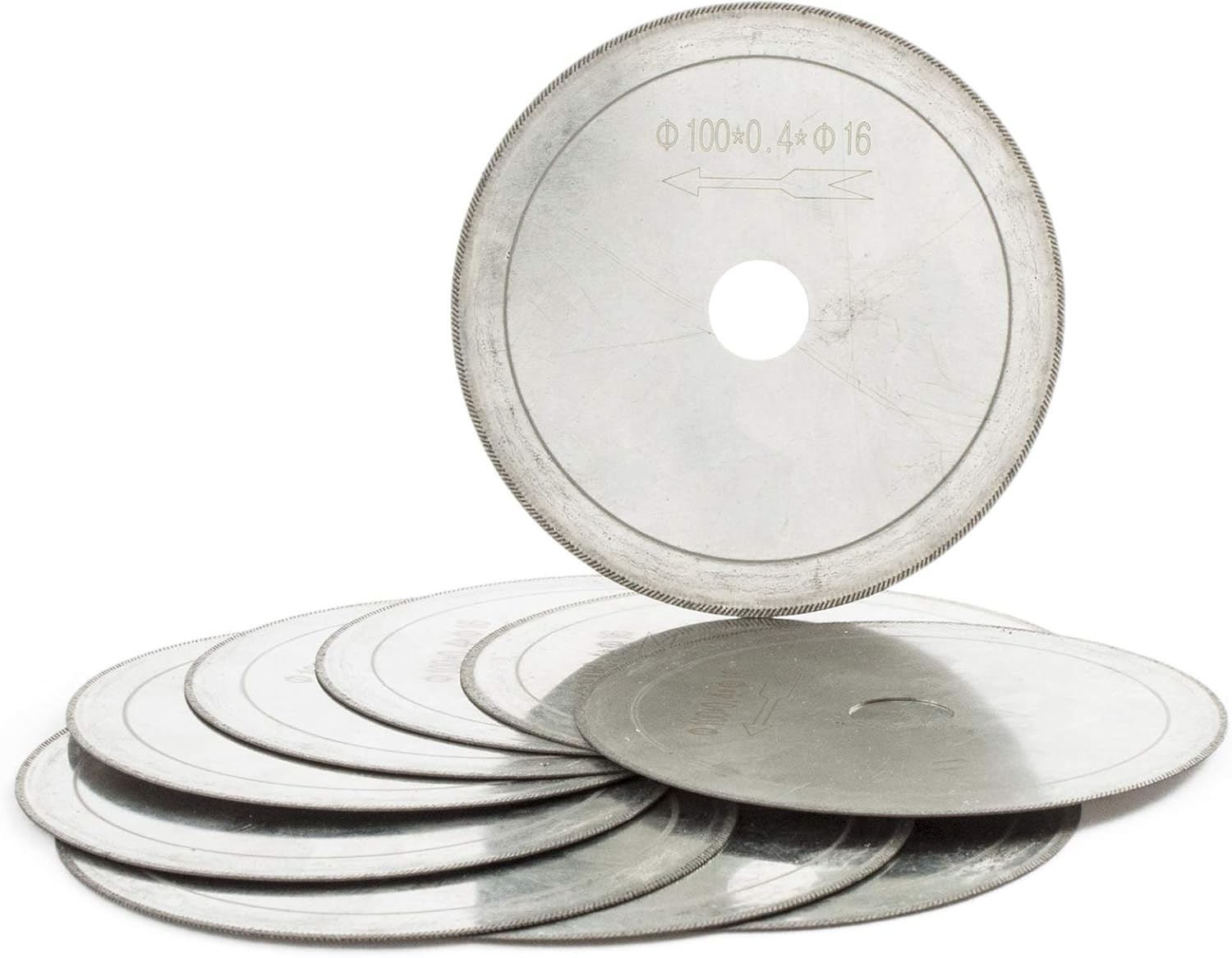 JINGLING 100mm 4 inches Diamond Lapidary Saw Blades Thin Rim 0.45mm Arbor 5/8 in Gemstone Cutting Blade Masonry Jewelry Tools for Rock Pack of 10Pcs