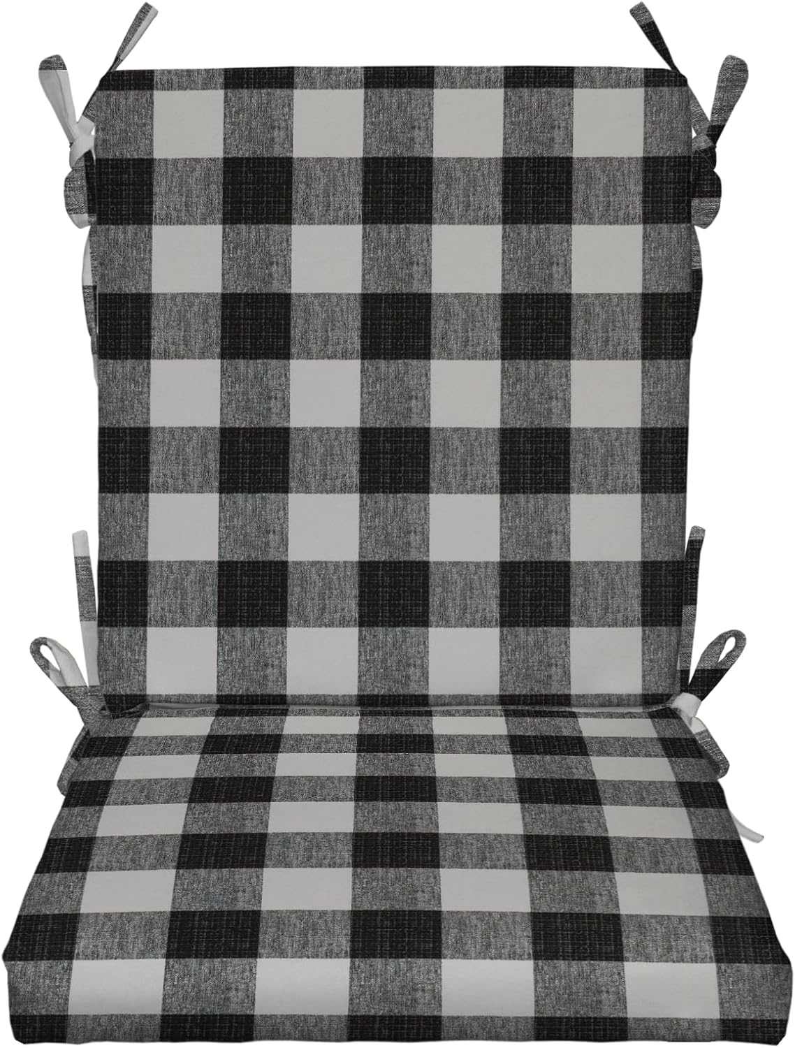 RSH DECOR: Foam Mid Back Seat Cushion | 42” x 21” x 3" | All-Weather Spun Fabric | Water and Fade-Resistant | Outdoor Chair Cushion for Patio Furniture | Black Buffalo Plaid