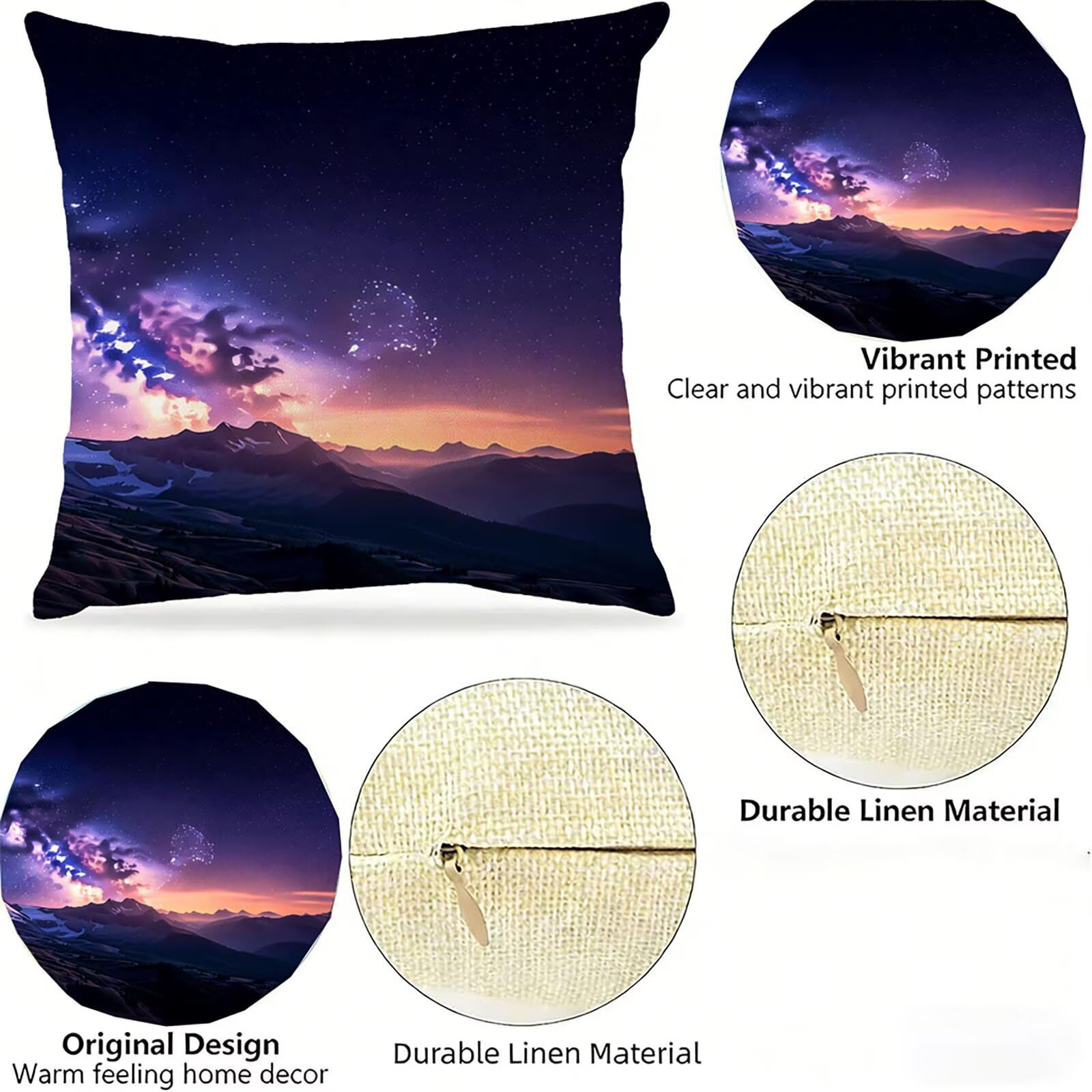 Housse de Coussin Canapé Ciel Nocturne 75x75cm Exterieur Impermeable Paysage Taie D'oreiller Décoratif Aesthetic Housse Coussin Decoration pour Chambre Sofa Jardin Balcon Terrasse Lot de 2. P-5459