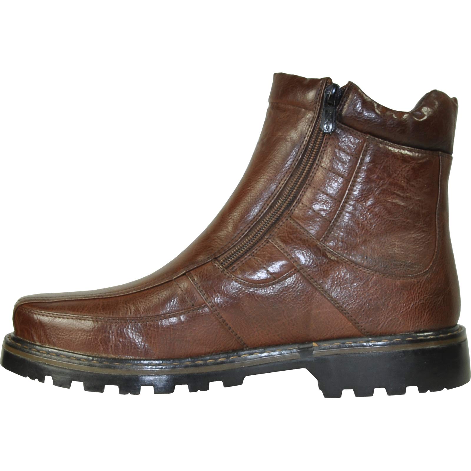 bravo! Dean - Botas de invierno impermeables para hombre, con forro de piel y doble cremallera, color negro y marrón, talla 7 a 13