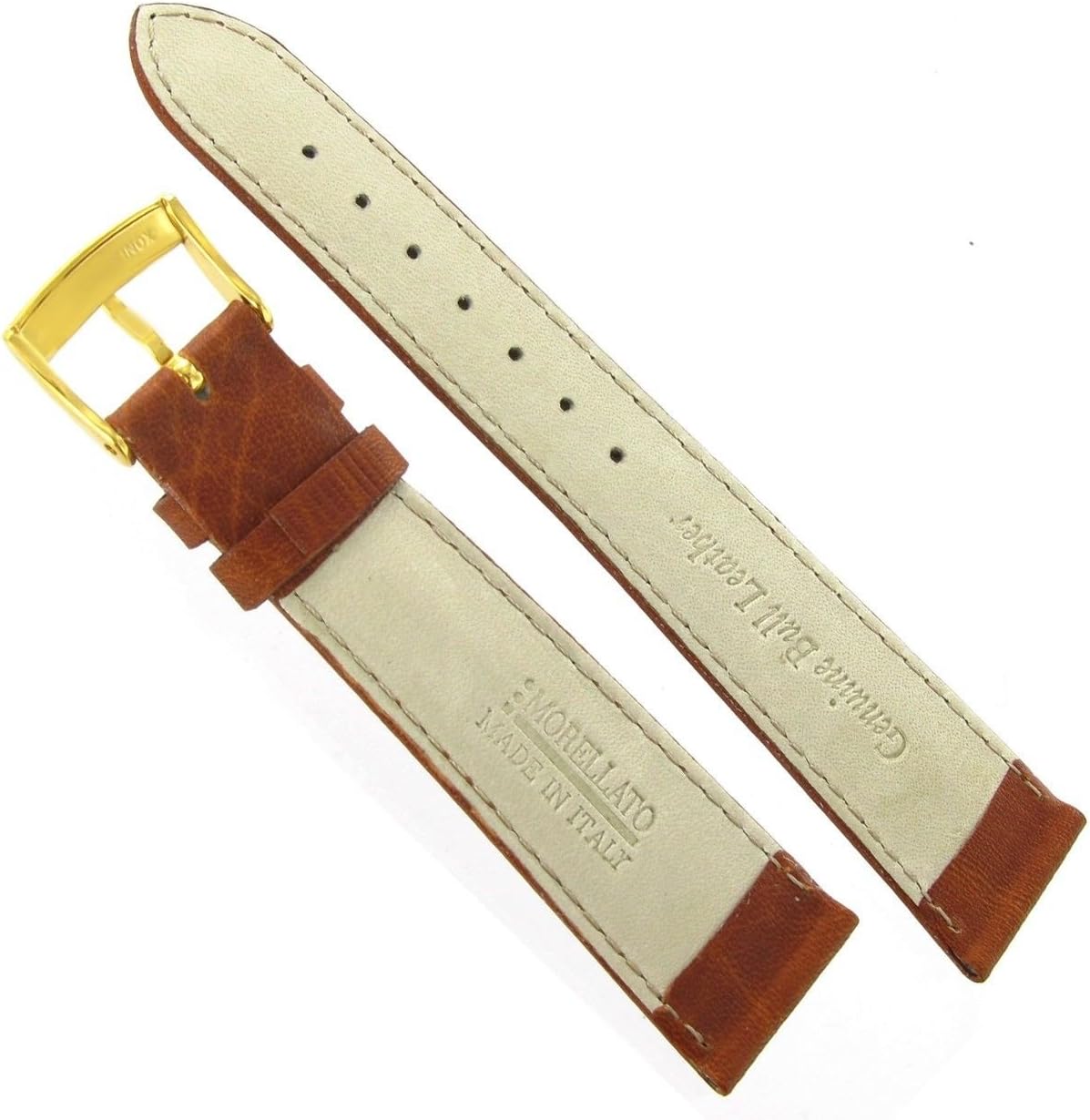 20mm Morellato Tan Brown Genuine Bull Leather Padded Stitched Watch Band 1172