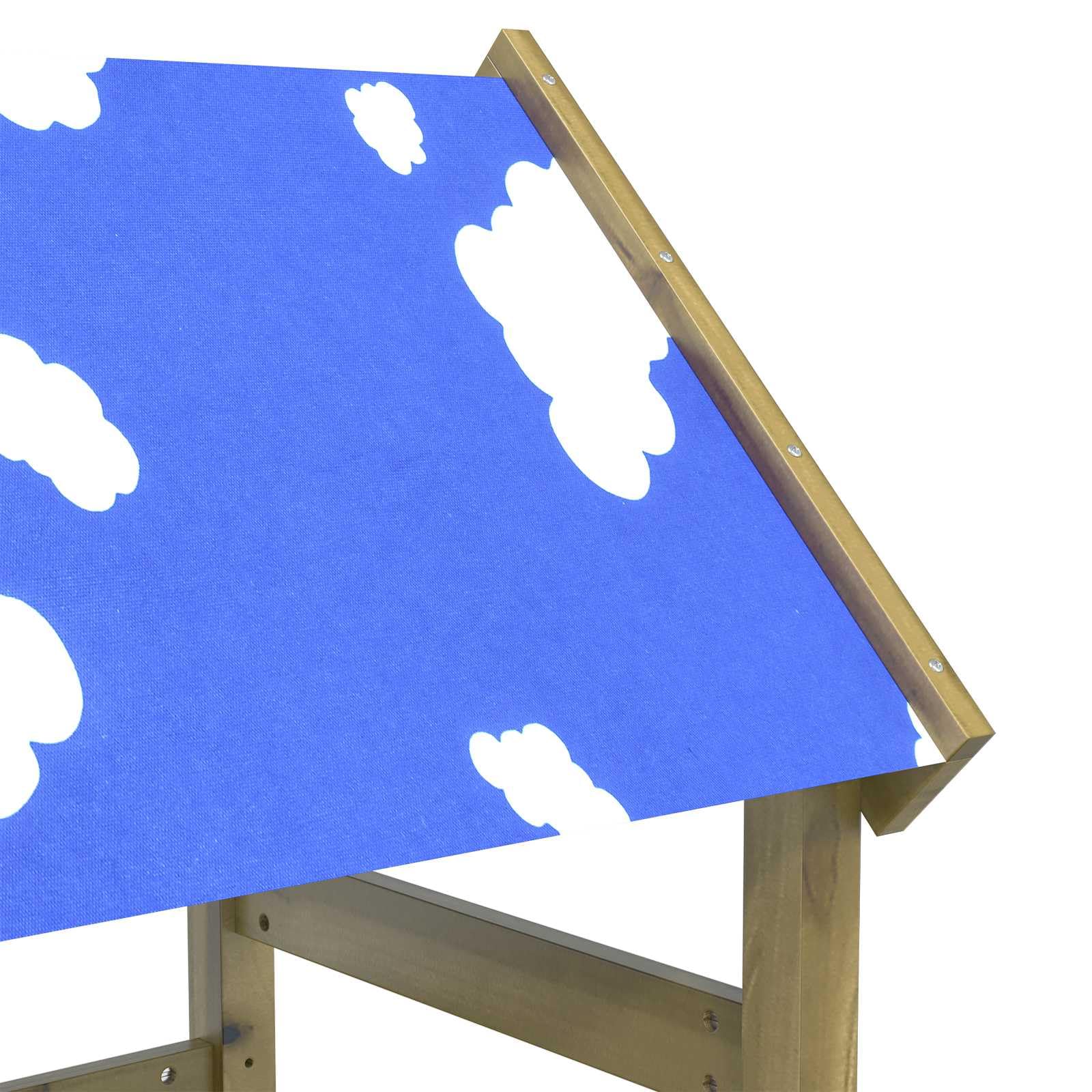 Wieża do zabawy z litego impregnowanego drewna, brązowa, z zestawem akcesoriów, 52,5 x 110,5 x 215 cm, do ogrodu i na zewnątrz, stabilna zabawka ogrodowa ze zjeżdżalnią i możliwościami