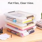 Citylife 3 PCS Plastic Storage Bins with Latching Lids Clear File Box Portable Storage Containers for Organizing A4 Paper, Document, Scrapbook, 14.65" x 10.43" x 2.87"